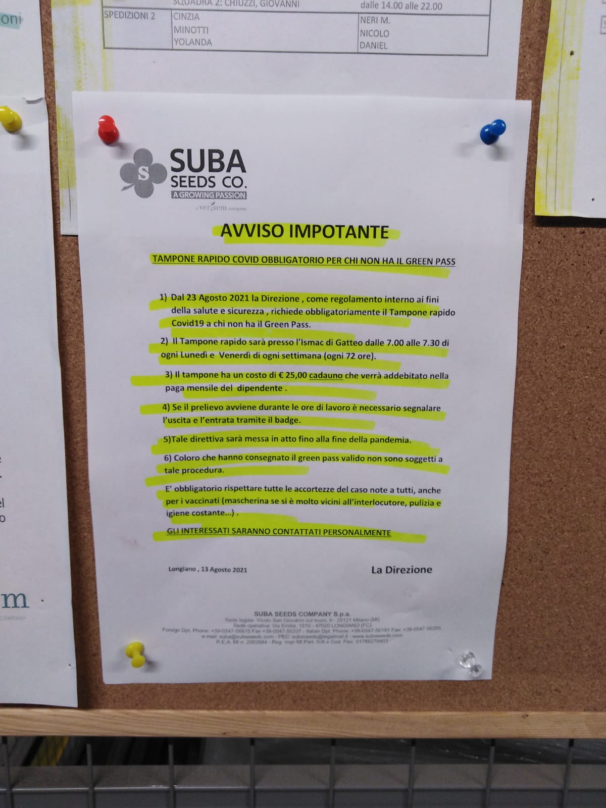 suba affissione